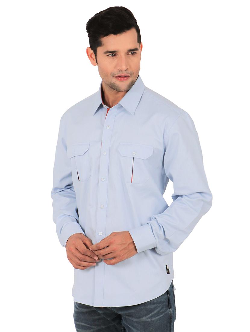 light blue solid casual shirt - 17904252 - Zoom Image - 1