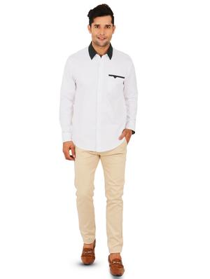 white solid casual shirt - 17904255 - Standard Image - 4