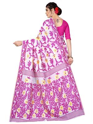 pink floral saree with blouse - 17904787 - Standard Image - 2