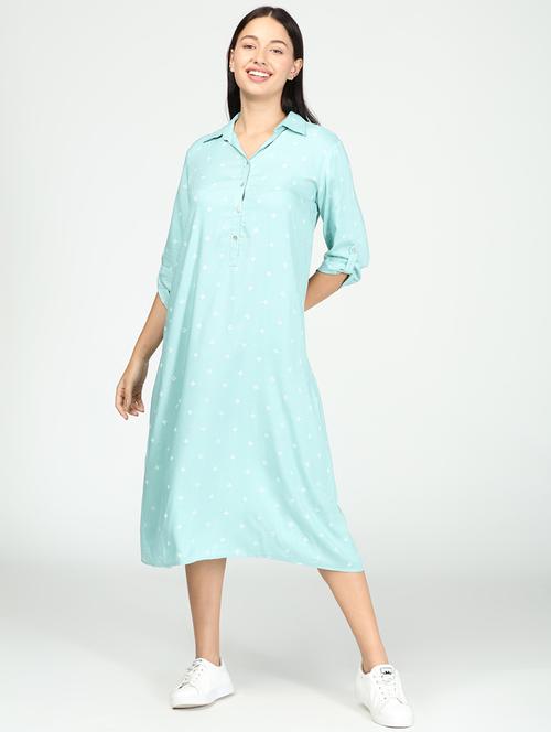 roll up sleeved printed shirt dress - 17906093 - Standard Image - 1