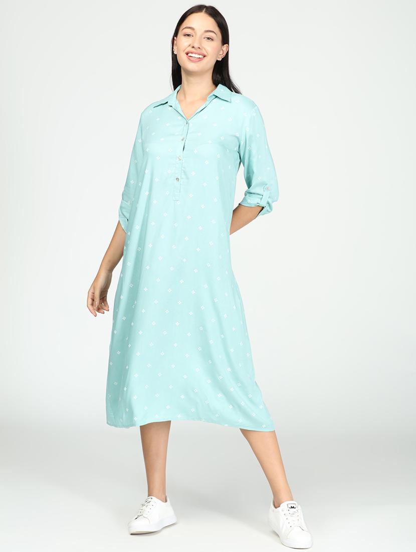 roll up sleeved printed shirt dress - 17906093 - Zoom Image - 1