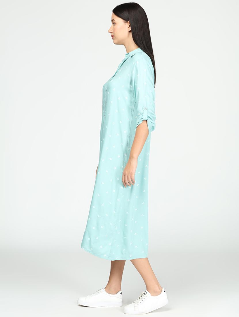 roll up sleeved printed shirt dress - 17906093 - Zoom Image - 2