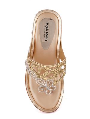 just lady platform heel gold slip on slippers - 17906457 - Standard Image - 6