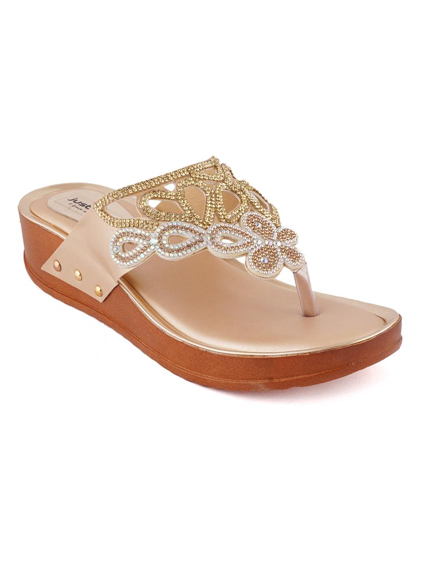 just lady platform heel gold slip on slippers - 17906457 - Zoom Image - 1