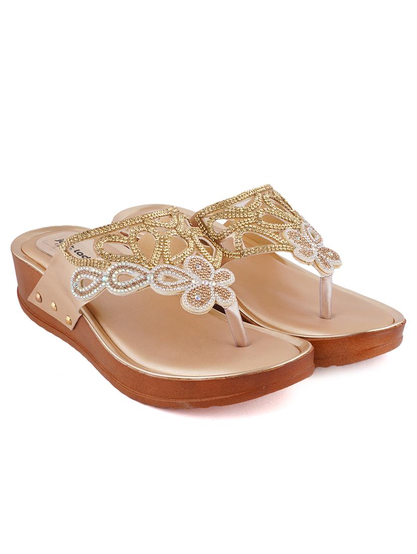 just lady platform heel gold slip on slippers - 17906457 - Zoom Image - 2
