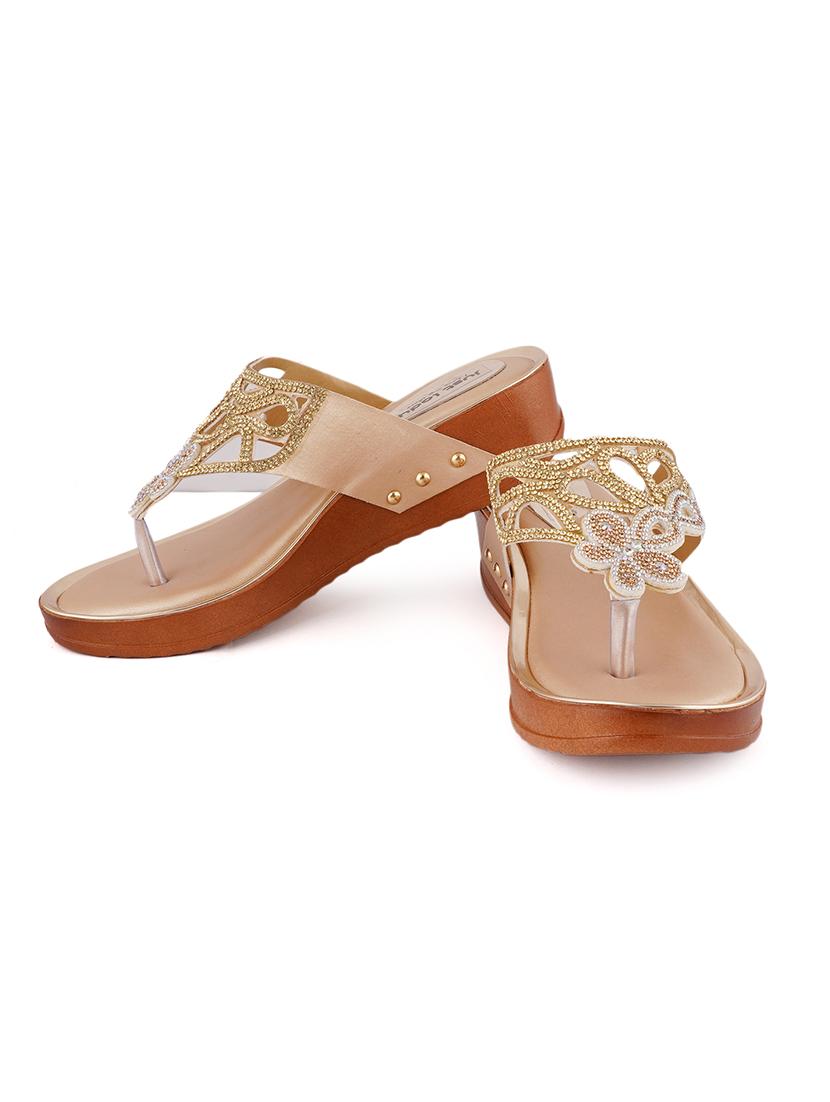 just lady platform heel gold slip on slippers - 17906457 - Zoom Image - 5