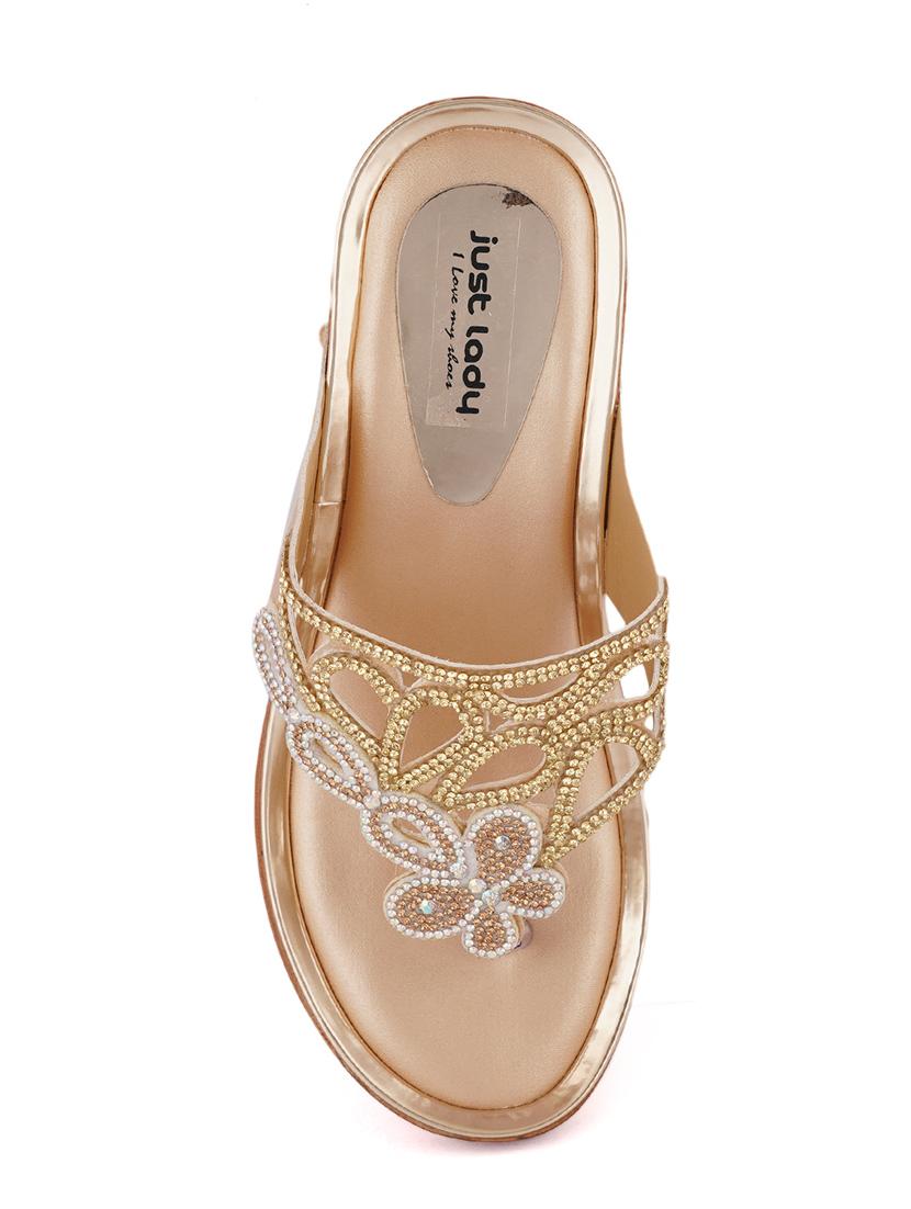just lady platform heel gold slip on slippers - 17906457 - Zoom Image - 6