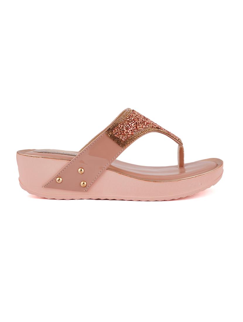 just lady platform heel pink slip on slippers - 17906466 - Zoom Image - 3