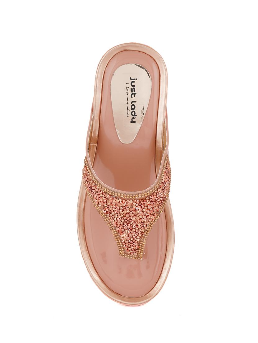 just lady platform heel pink slip on slippers - 17906466 - Zoom Image - 6