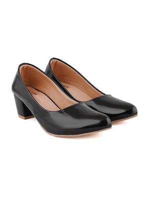 black pu slip on pumps - 17906480 - Standard Image - 2