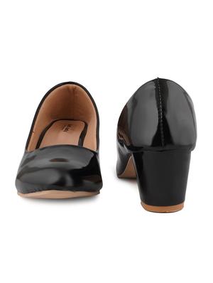 black pu slip on pumps - 17906480 - Standard Image - 4