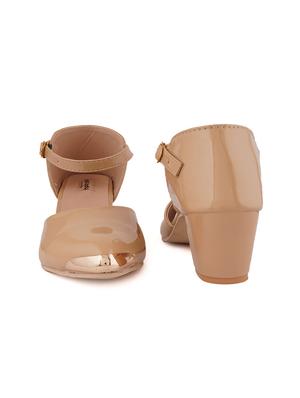 beige pu slip on sandals - 17906555 - Standard Image - 4
