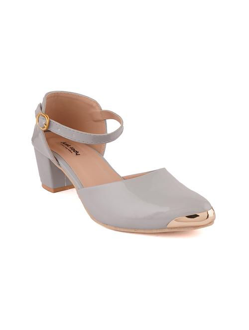 grey pu slip on sandals - 17906557 - Standard Image - 1