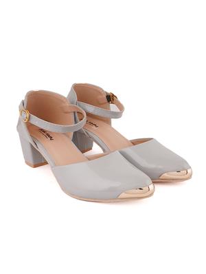 grey pu slip on sandals - 17906557 - Standard Image - 2