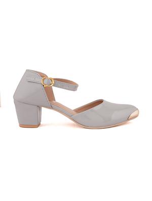 grey pu slip on sandals - 17906557 - Standard Image - 3