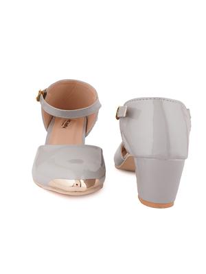 grey pu slip on sandals - 17906557 - Standard Image - 4