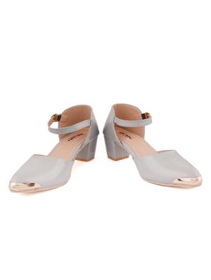 grey pu slip on sandals - 17906557 - Standard Image - 5