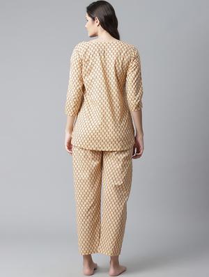 notch neck printed nightwear pajama set - 17906721 - Standard Image - 3
