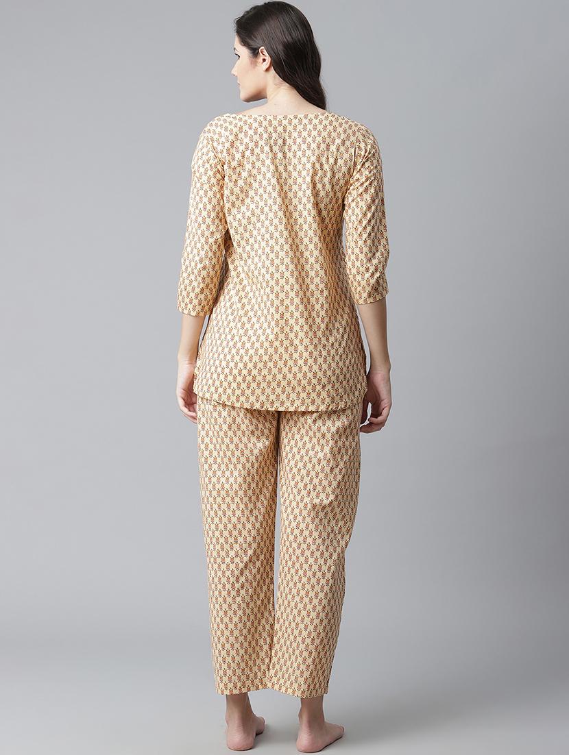 notch neck printed nightwear pajama set - 17906721 - Zoom Image - 3