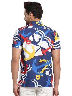 dark blue printed casual shirt - 17907300 - Standard Image - 3