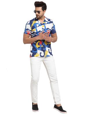 dark blue printed casual shirt - 17907300 - Standard Image - 4