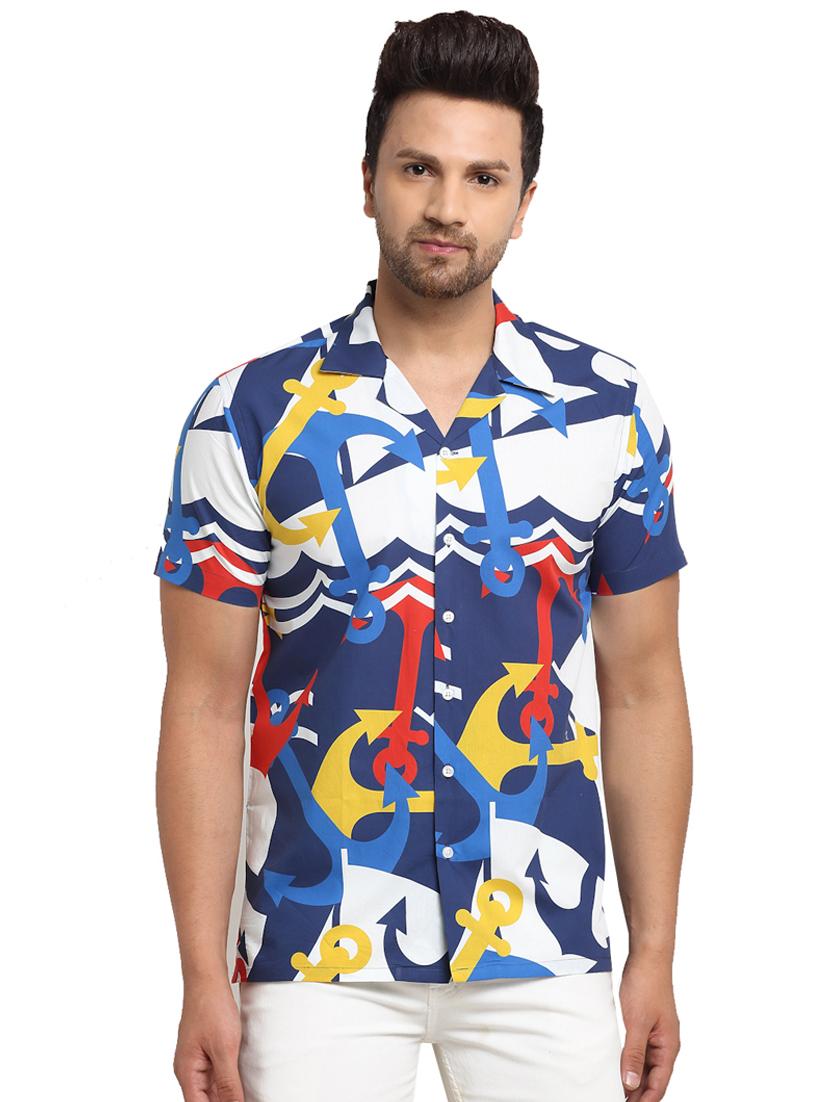 dark blue printed casual shirt - 17907300 - Zoom Image - 1