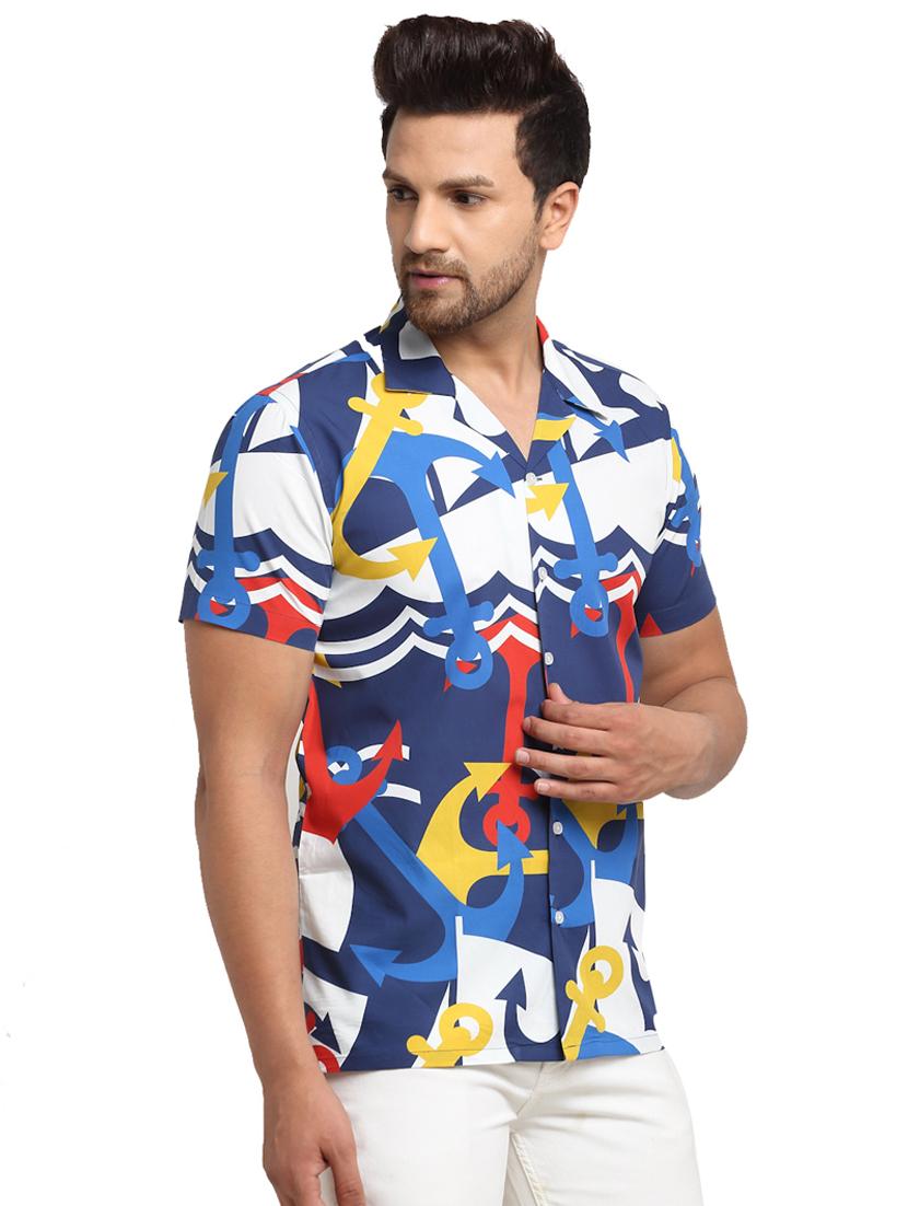 dark blue printed casual shirt - 17907300 - Zoom Image - 2