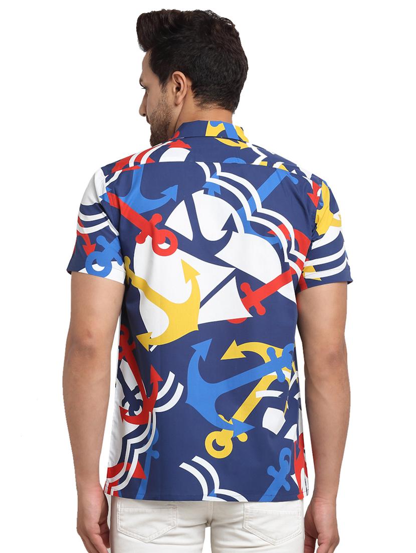 dark blue printed casual shirt - 17907300 - Zoom Image - 3