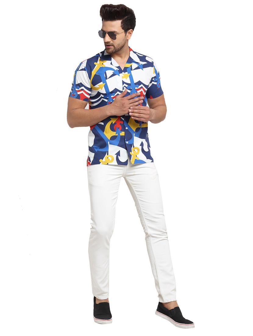 dark blue printed casual shirt - 17907300 - Zoom Image - 4