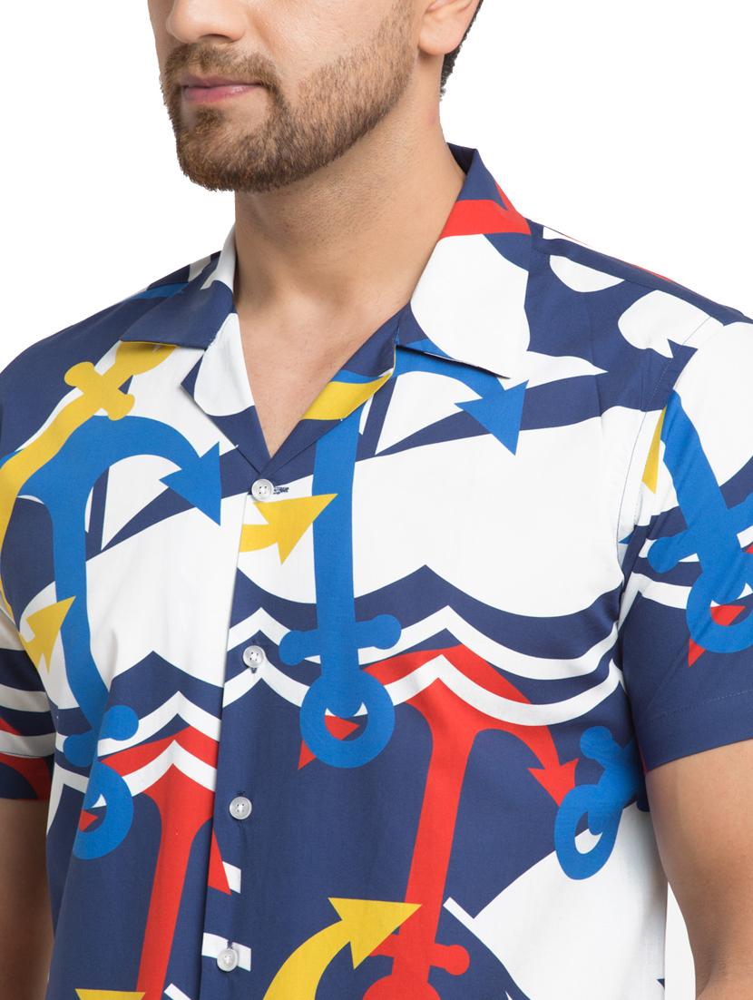 dark blue printed casual shirt - 17907300 - Zoom Image - 5