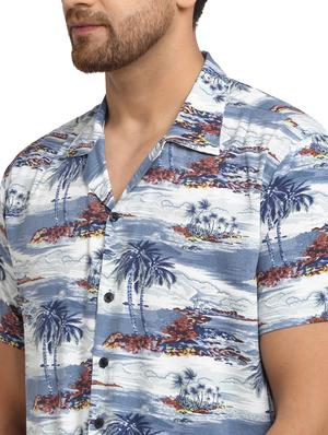blue printed casual shirt - 17907301 - Standard Image - 5