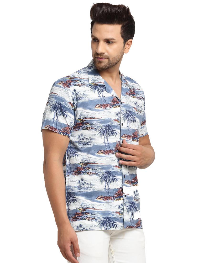 blue printed casual shirt - 17907301 - Zoom Image - 2