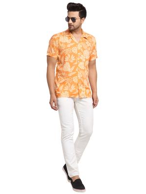 orange printed casual shirt - 17907304 - Standard Image - 4