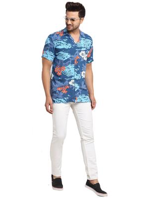 blue printed casual shirt - 17907306 - Standard Image - 4