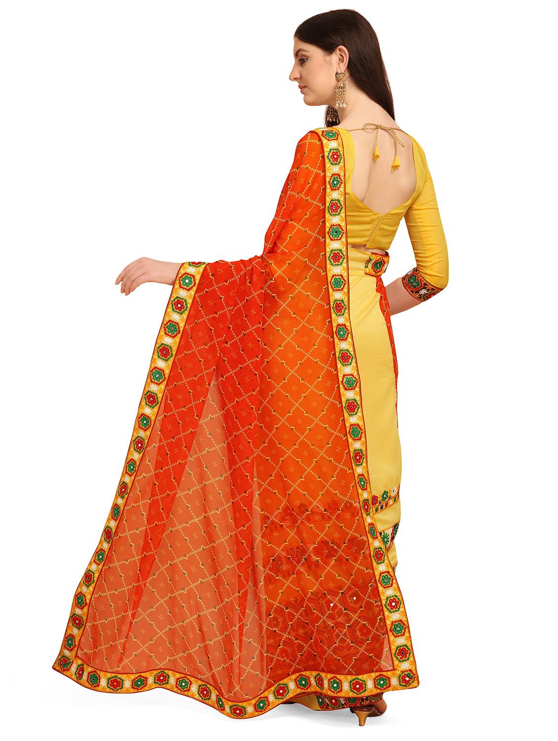 embroidered half and half saree with blouse - 17908153 - Zoom Image - 2