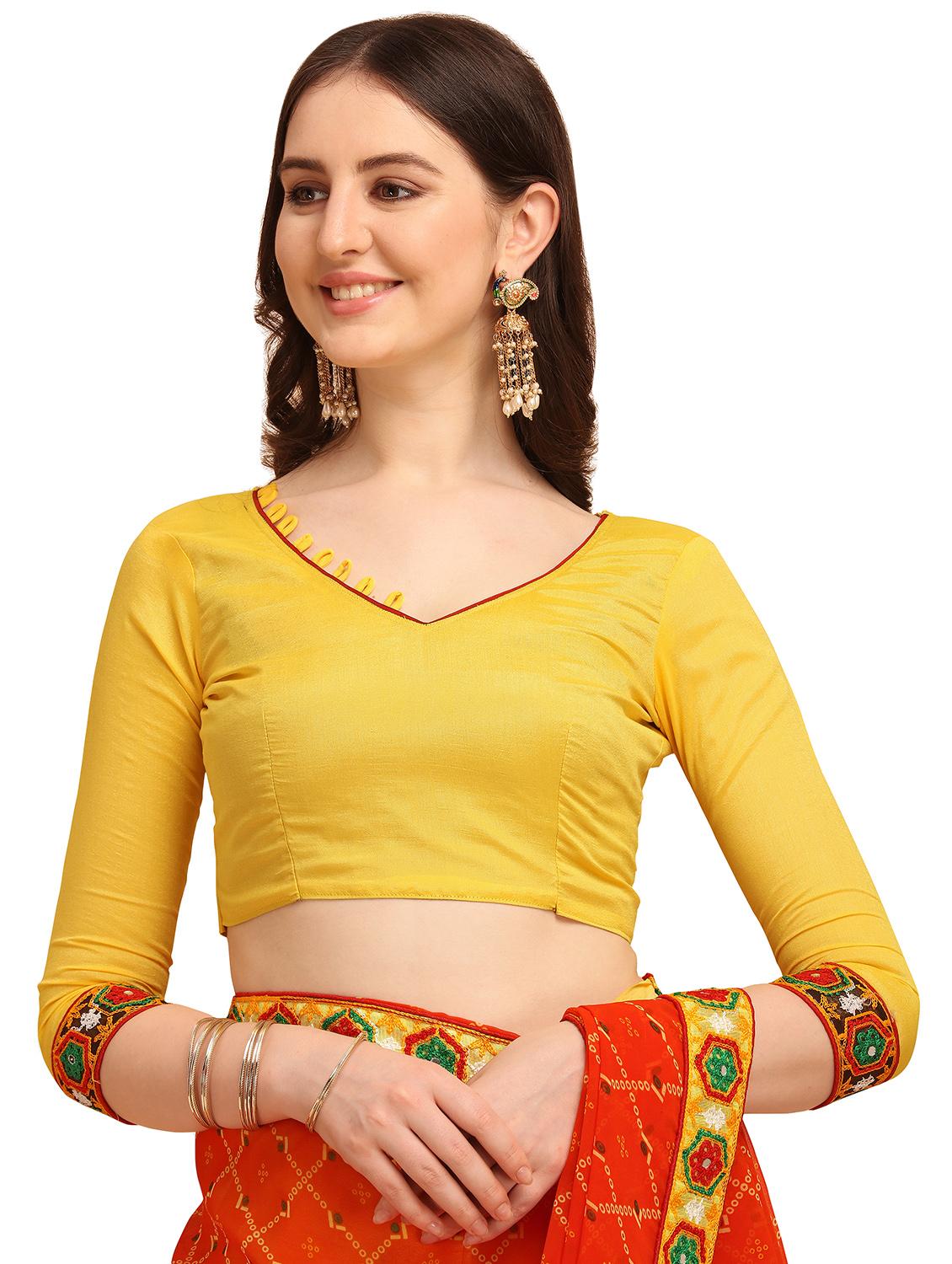 embroidered half and half saree with blouse - 17908153 - Zoom Image - 3