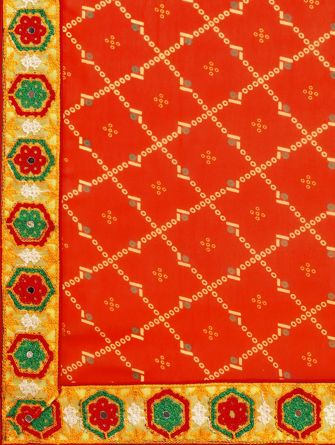 embroidered half and half saree with blouse - 17908153 - Zoom Image - 4