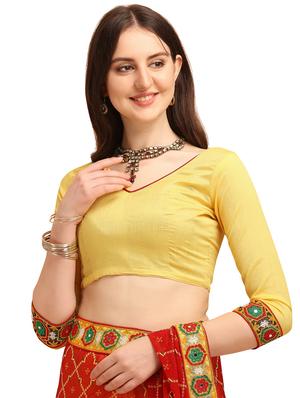 embroidered half and half saree with blouse - 17908155 - Standard Image - 3