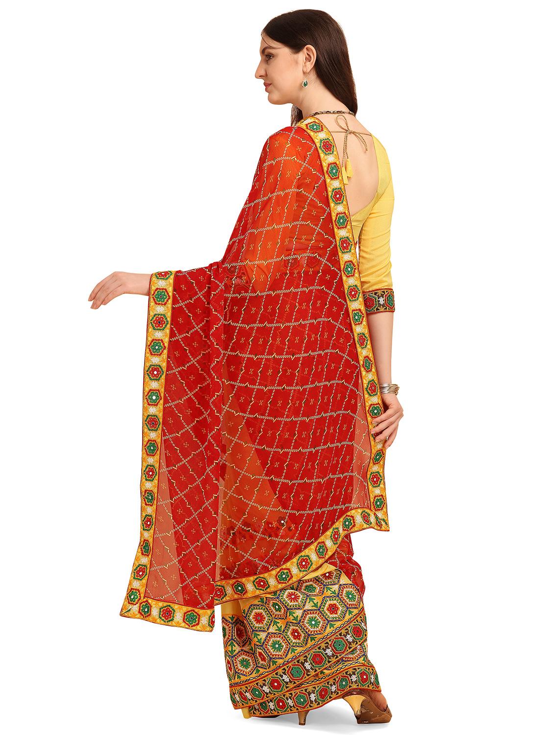embroidered half and half saree with blouse - 17908155 - Zoom Image - 2