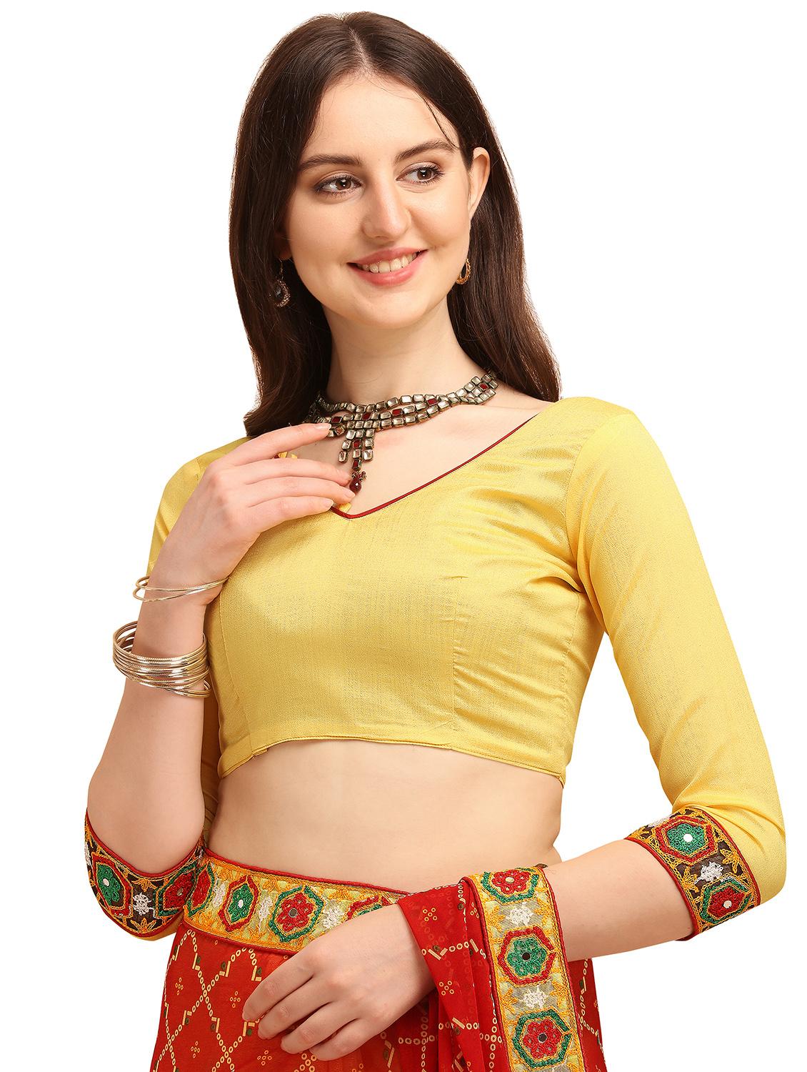 embroidered half and half saree with blouse - 17908155 - Zoom Image - 3
