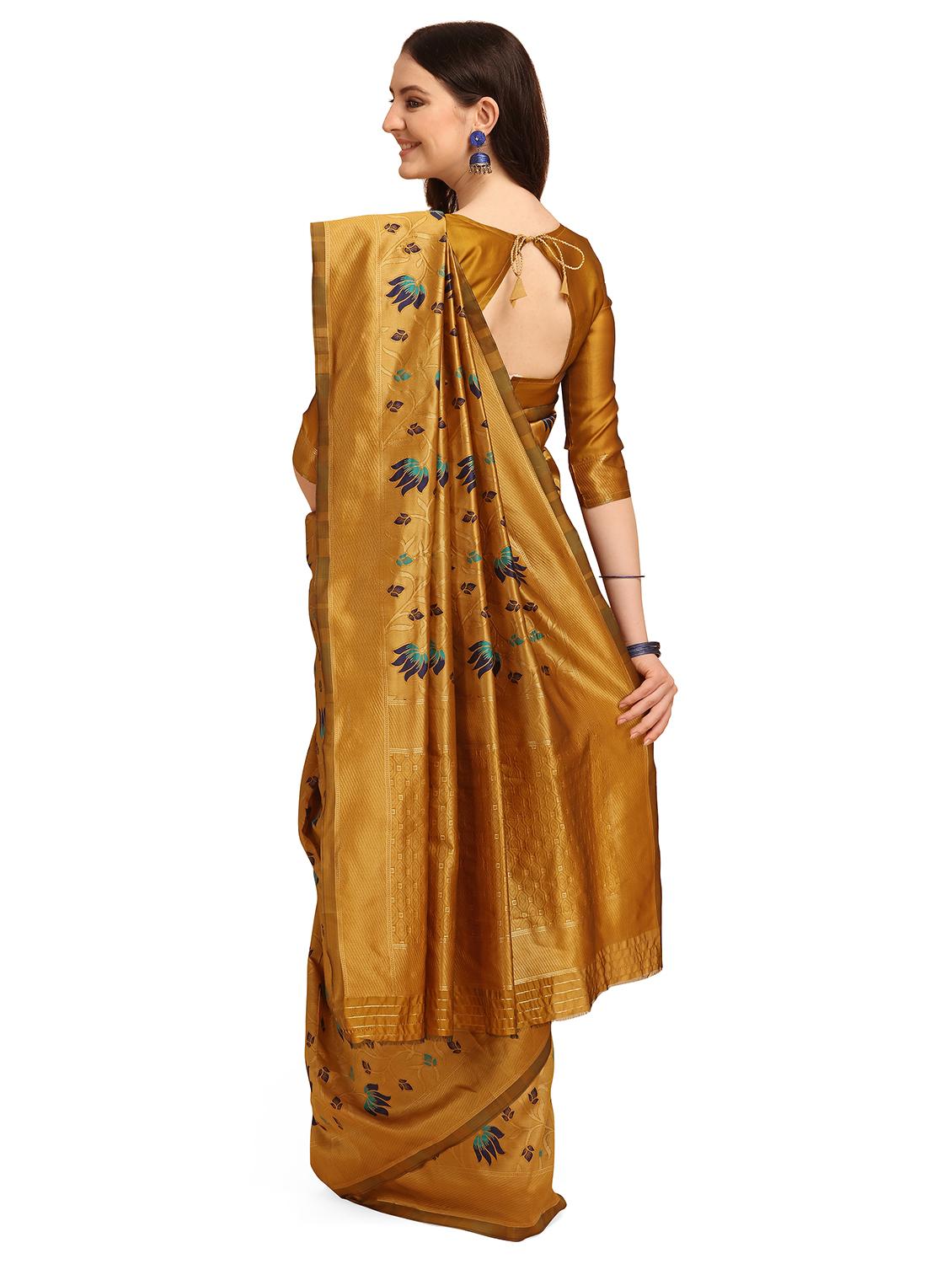 floral banarasi saree with blouse - 17908159 - Zoom Image - 2