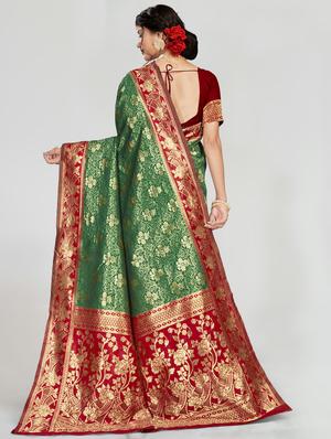 jacquard work banarasi saree with blouse - 17908209 - Standard Image - 2