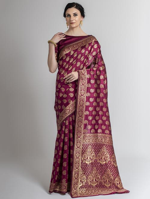 jacquard work banarasi saree with blouse - 17908371 - Standard Image - 1