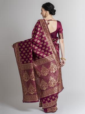 jacquard work banarasi saree with blouse - 17908371 - Standard Image - 2