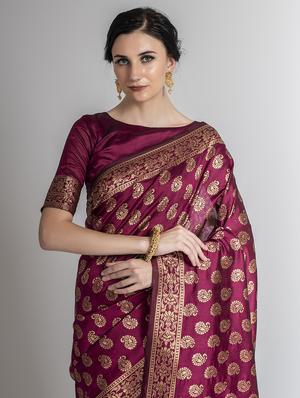 jacquard work banarasi saree with blouse - 17908371 - Standard Image - 3