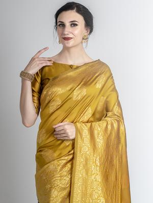 jacquard work banarasi saree with blouse - 17908374 - Standard Image - 3