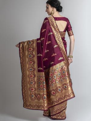 jacquard work woven saree with blouse - 17908455 - Standard Image - 2