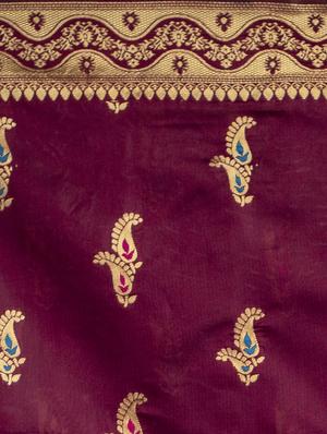 jacquard work woven saree with blouse - 17908455 - Standard Image - 5
