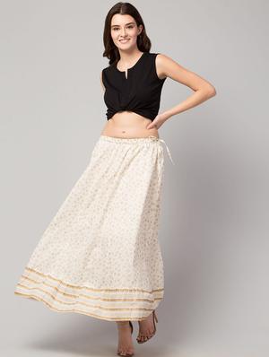 white cotton aline skirt - 17909377 - Standard Image - 4