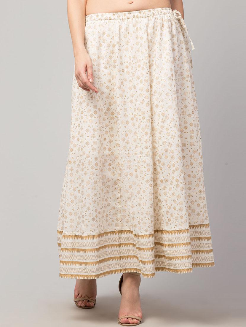 white cotton aline skirt - 17909377 - Zoom Image - 1